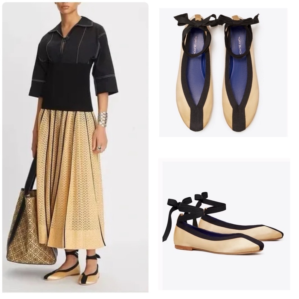 New TORY BURCH Herringbone Wrap Ballet Flats